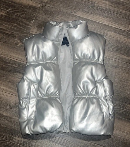 RACHEL ROY Silver Puffer cropped Vest womans size small - Picture 1 of 5