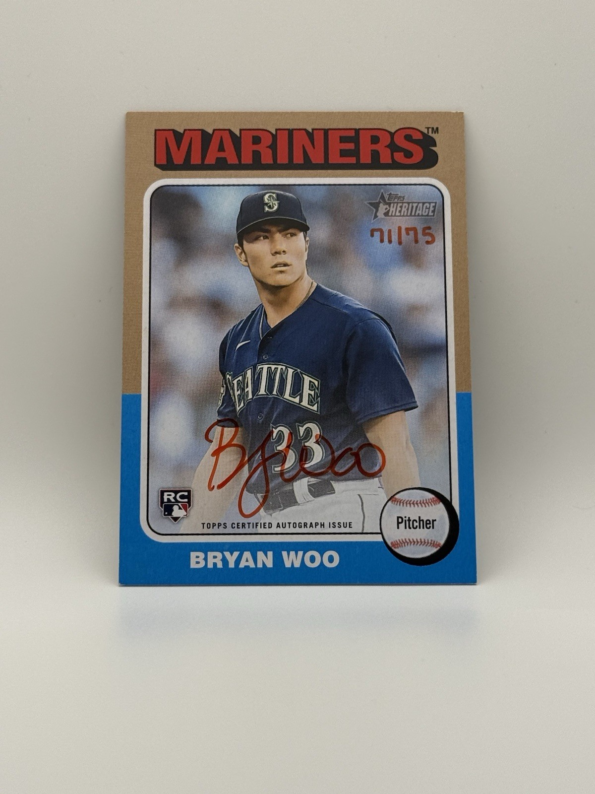 2024 Topps Heritage - Real One Autographs Bryan Woo #ROA-BW Red Ink /75