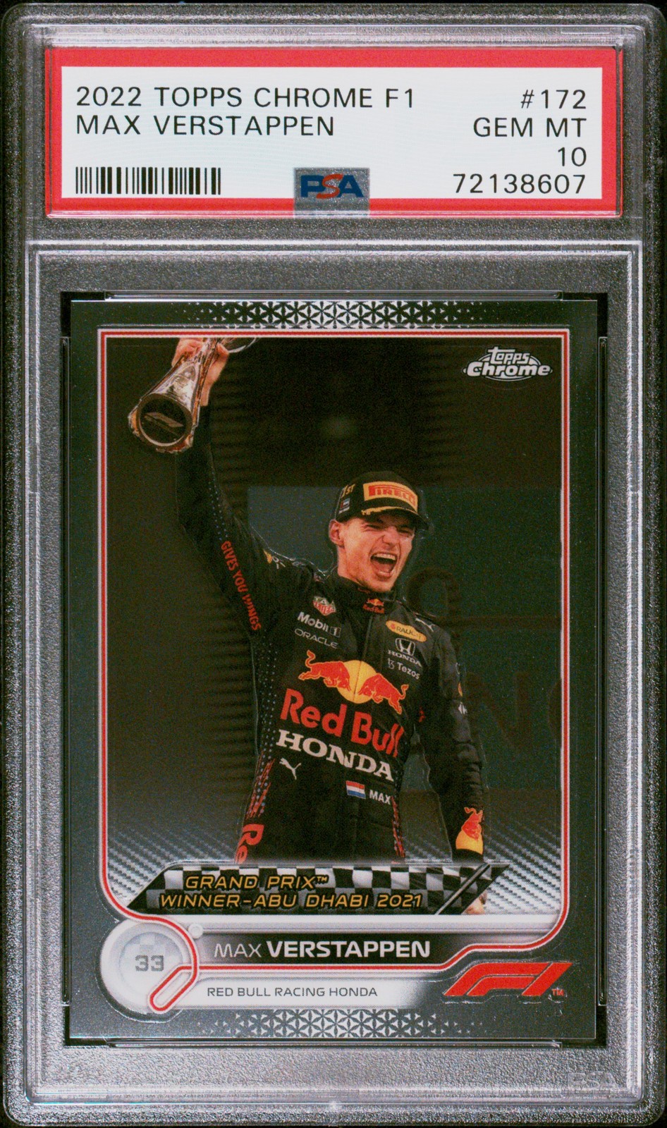 2022 Topps Chrome Formula 1 Max Verstappen PSA 10 #172 Red Bull