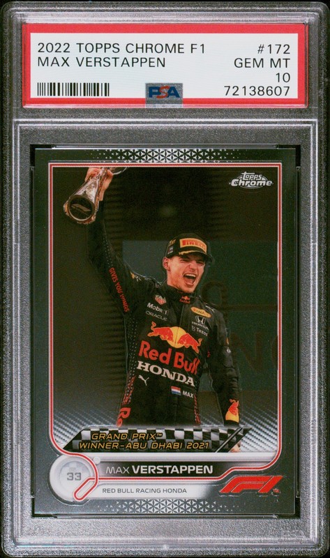 2022 Topps Chrome Formula 1 Max Verstappen PSA 10 #172 Red Bull
