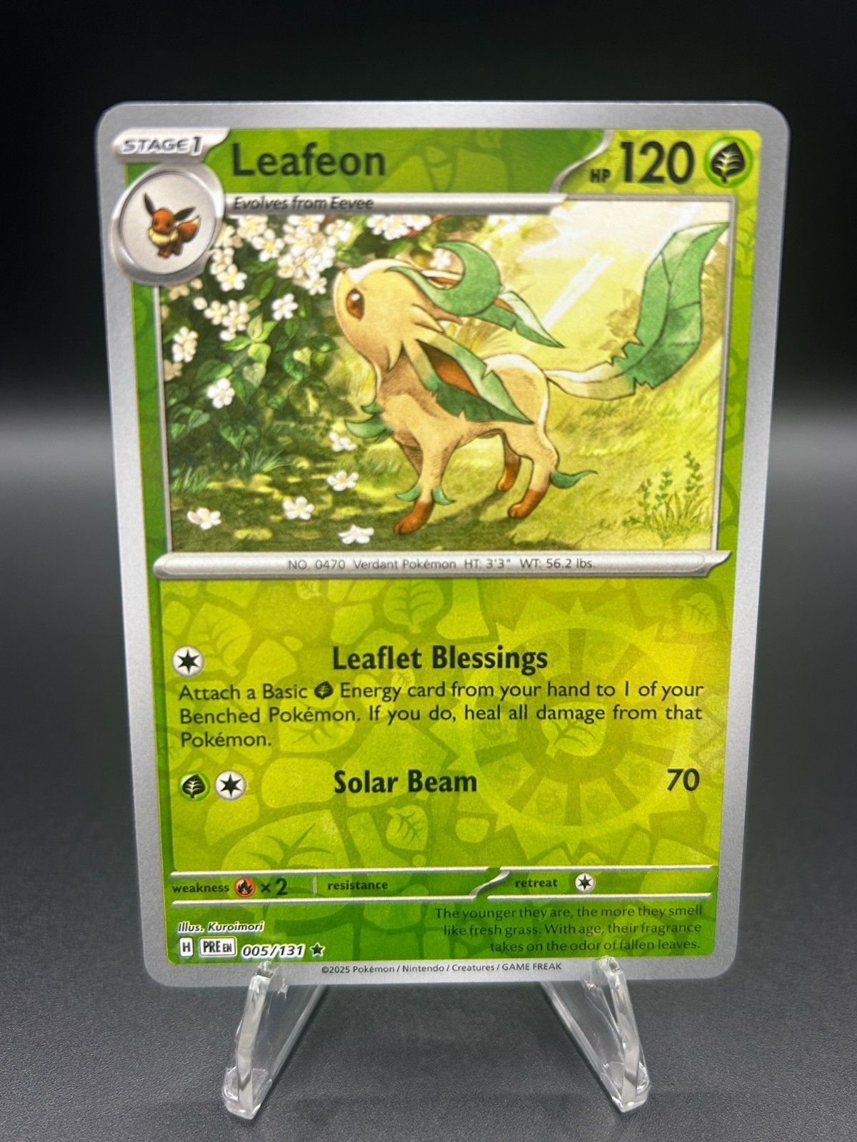 • Leafeon • 005/131 Reverse Holo Prismatic Evolutions Pokemon TCG NM