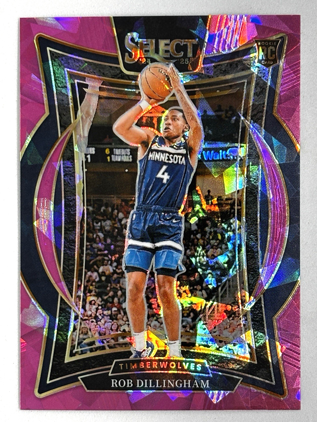2024-25 Panini Select - Rob Dillingham Pink Cracked Ice RC Prizm /99 #84