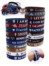 Random Christian Bible Verse Silicone Wristbands Faith Jesus Rubber Bracelet Lot