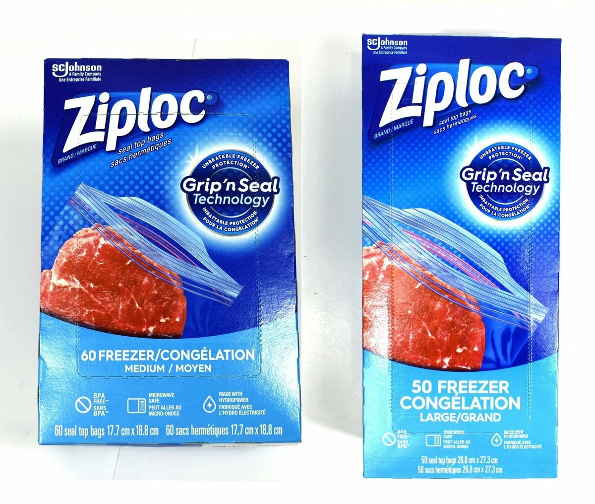 Ziploc Large Food Storage Freezer Bags, Grip 'n Seal Technology