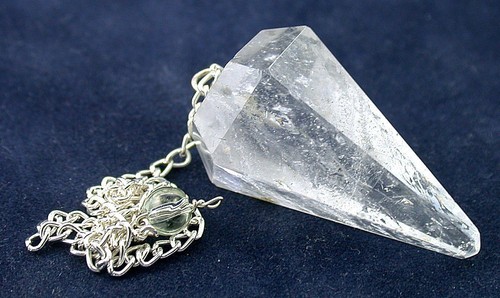 Crystal Quartz Pendulum Round Silver Colored Chain Reiki Metaphysical EBS4790 - Picture 2 of 6