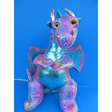 Dan Dee Dragon Stuffed Animal Plush Pink Shimmering Rainbow Aqua 16"