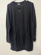 Splendid Waffle Knit Shirt Women Small Black  3/4 Sleeve Crew Round Neck