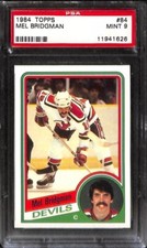 1984 TOPPS MEL BRIDGMAN #84 PSA 9 NEW JERSEY DEVILS Graded Hockey Card Vtg NHL