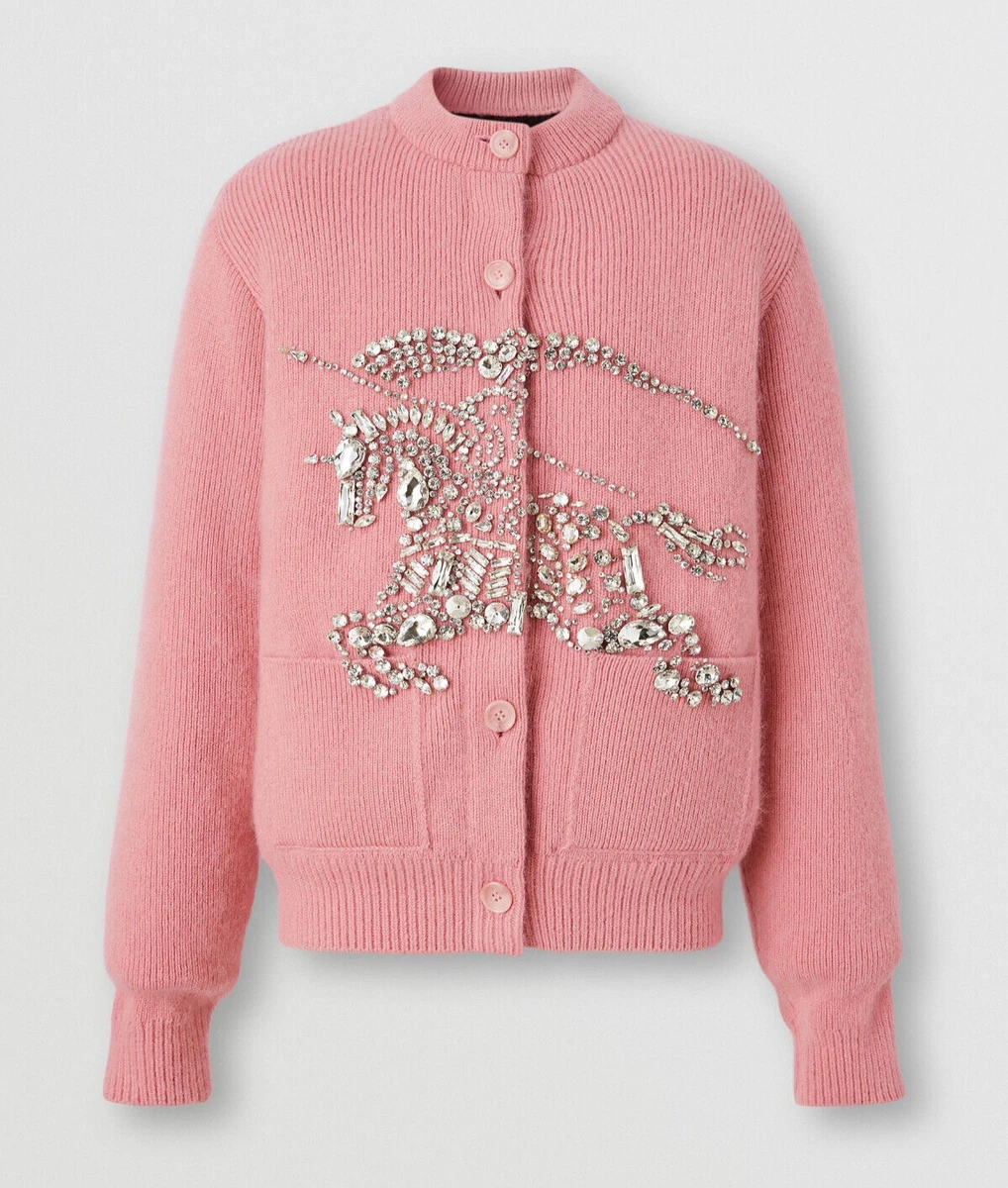 Knitted Mohair Long Cardigan W/ Crystals
