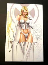 White Widow 7 Jamie Tyndall Sexy Emma Frost Signed Remark Sketch Metal COA