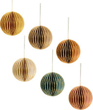 Christmas Hanging Decorations, 6 PCS Nature round Glitter Edge Paper Honeycomb O
