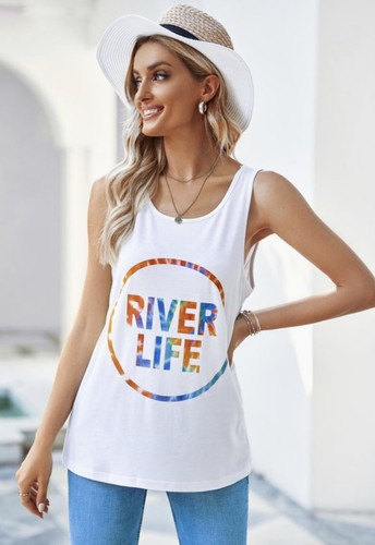 Weißes Damen-Tanktop Medium River Life Print - Bild 2 von 10