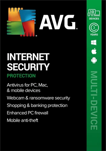 AVG Internet Security 2025 Multi-Devices 10 Devices 3 Year - 5 Minute Delivery