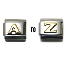 Gold coloured Letter choice of A-Z Italian Charm - fits 9mm classic bracelets