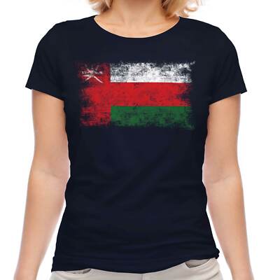 OMAN DISTRESSED FLAG DAMEN T-SHIRT OBERTEIL MENSCH FOOTBALL OMANI GESCHENK SHIRT