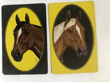 JOKERS HORSES Head Portrait Vintage Rare Retro Art Artist Playing SWAP CARDS x2