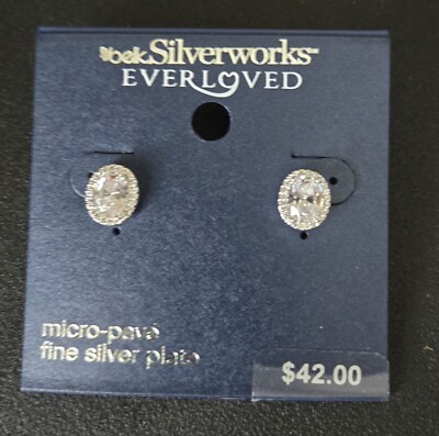 Belk Silverworks Silber Oval Diamant Ohrringe Brandneu