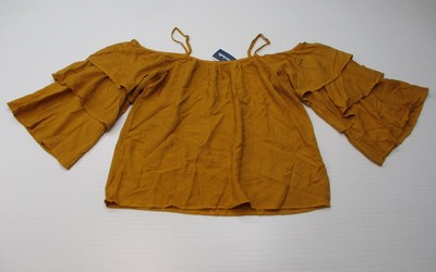 yellow cold shoulder blouse