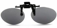 Small Oval Clip On Flip/Up Fit Over Sunglasses Super Dark Smoke/Gray DSD