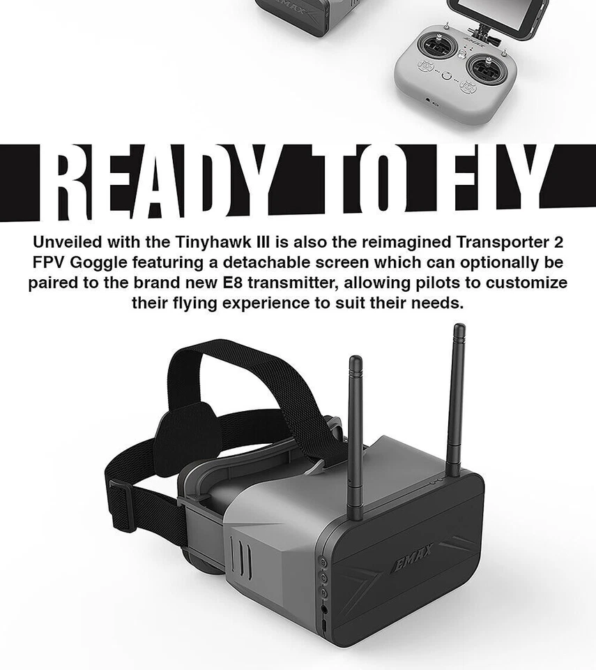 Emax Tinyhawk 3 III FPV Drone RTF Starter Racing Quadcopter Goggles Transmitter - Image 4 of 4