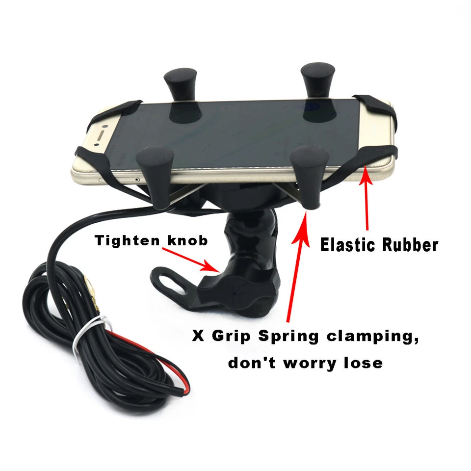 Держатель для телефона крепление для мотоцикла велосипеда зеркало кронштейн GPS с USB универсальный - Изображение 4 из 4