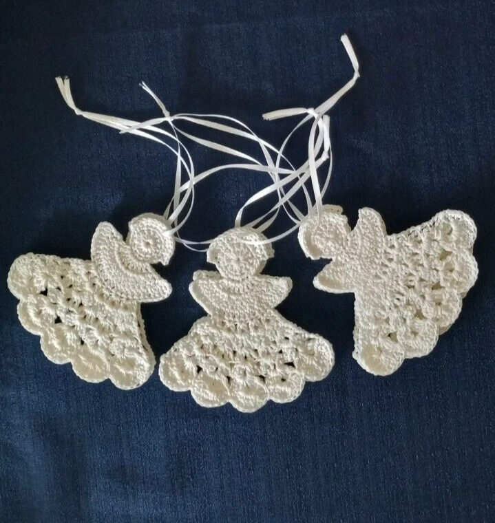 Nuevo regalo hecho a mano ganchillo bautizo/boda/baby shower ángel blanco 6 piezas Foto 4 de 4