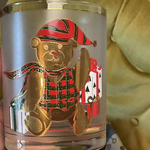2 Vintage Culver Christmas/Holiday Bear-low ball/tumbler/juice-22k Gold - Picture 12 of 13