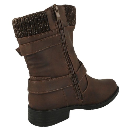 Mujer Spot On Forro Cálido Hebilla Detallado Botas de Media Caña : F51182 - Imagen 4 de 19