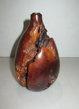 Beautiful Vintage BURL WOOD Art Vessel Bud VASE 8" Tall