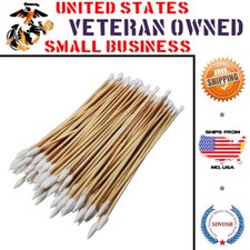 Type-III 6" Weapon Cleaning Swabs, Wood Handle Cotton Tipped Non-Sterile