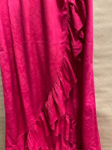 NWT TOPSHOP Hot Pink Floral Jacquard Ruffle Trim Wrap V-Neck Midi Maxi Dress 12 - Picture 4 of 6