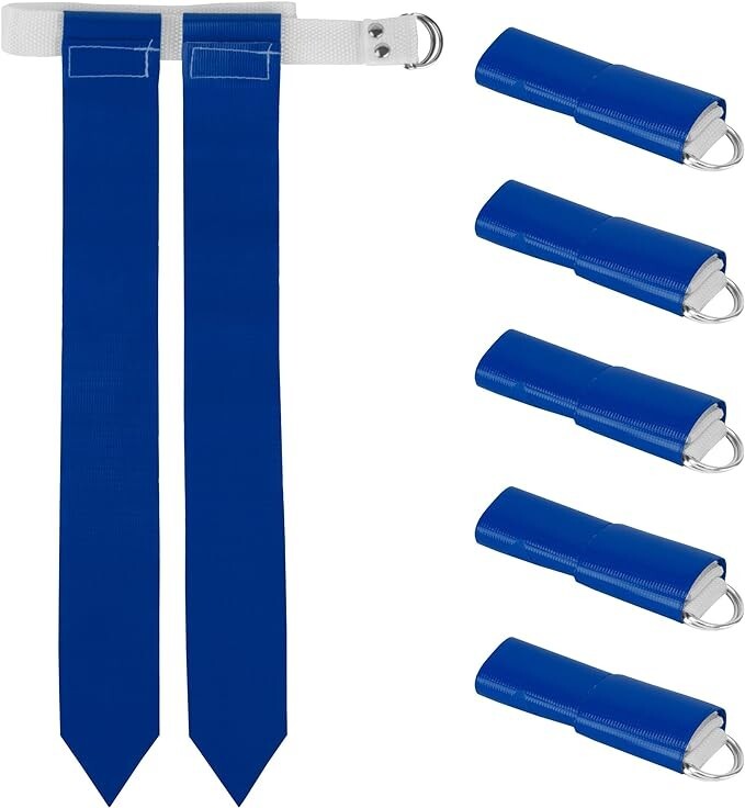 Set of 12 Belts - Flag Football Belt with 2 Flags  - Yellow and Blue