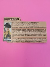 Helicopter Pilot Wild Bill Filecard File Card G.I. GI Joe Vintage 1983 Hasbro