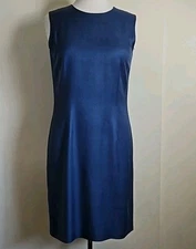 Morgan Taylor Silk Indigo Blue Sheath Mini Dress Sleeveless  Tank  Dress Size 6