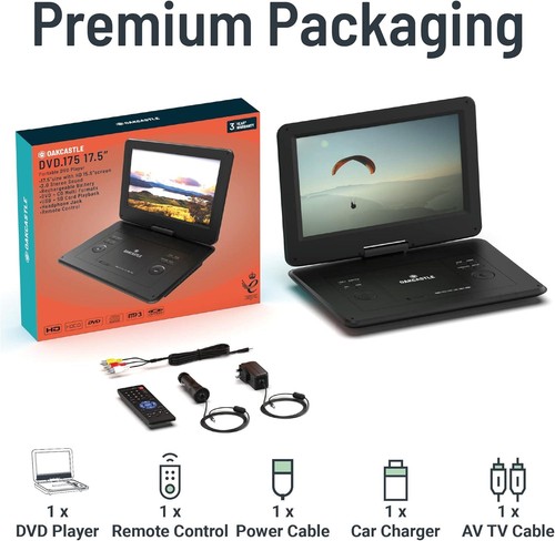 Oakcastle DVD175 17,5" LETTORE DVD PORTATILE 15,6" HD schermo pieghevole girevole - Foto 7 di 7