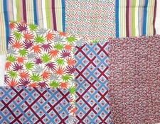 Vintage Feed Flour Sack Fabric 7 Pieces Floral Cotton Geo Burgundy Purple Orange