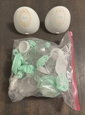 Elvie DOUBLE Breast Pump Model EP01 Celeste Wireless Rechargeable W/ Accessories