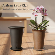 Ceramic Flower Pot, Zisha Clay Orchid Planter for Desktop, for Orchids