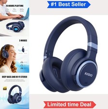 Wireless Active Noise Cancelling Headphones Blue 70 Hours Battery Over Ear