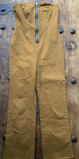 Urban Outfitters Jumpsuit Womens Medium Mustard Strapless Zip Front Wide Ankle