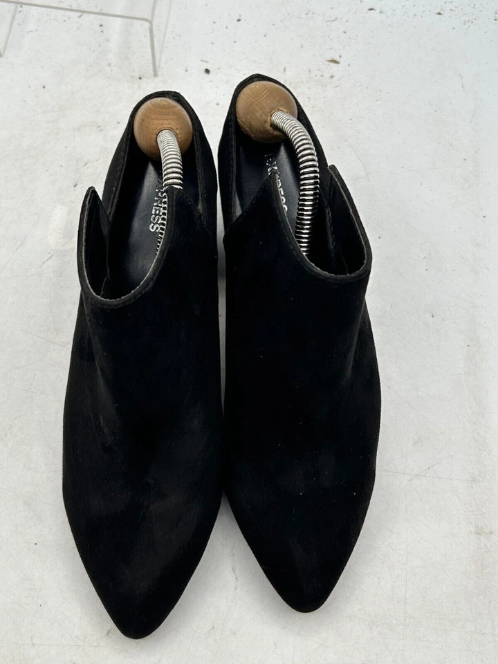 Express Mules Slides Shooties para mujer talla 8 negro gamuza bloque tacones cómodos Foto 4 de 4