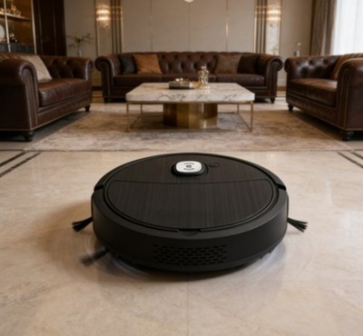 Smart Vacuum Robot with Charging Cable Cleaning Brush and Reusable Mop Pads
