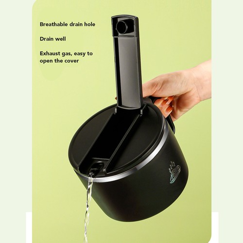 (1200ml) 304 Stainless Steel Student Fast Food Cup Portable Lunch Box Black - Bild 12 von 24