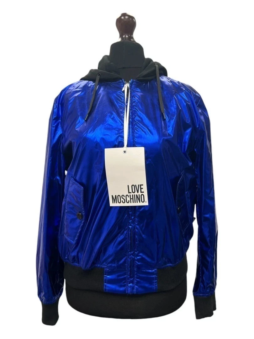 LOVE MOSCHINO Ladies Hoodie Metallic Blue Zip Up Hooded Jacket Hoodie BNWT
Opens in a new window or