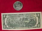 1921 PEACE SILVER DOLLAR AND A US $2 BILL 1976 SERIES DATE STAMPED BY BANK — photo 3