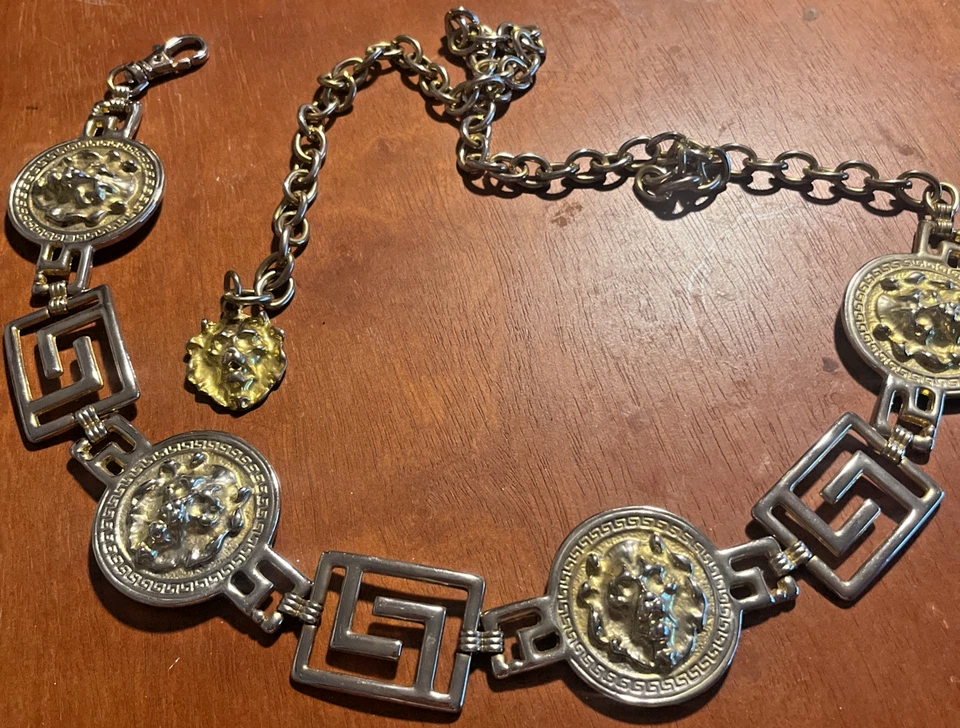 Cinturón Cadena Chapado en Oro Cabeza de León Vintage Hecho en España 🔥 Talla M-L 42 In Foto 2 de 4