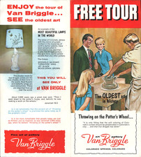 1960s VAN BRIGGLE ART POTTERY vintage free tour brochure COLORADO SPRINGS, CO