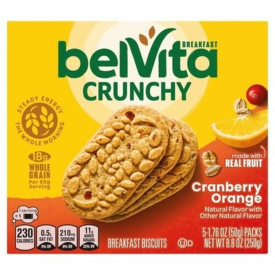 belVita Crunchy Breakfast Biscuits Cranberry Orange, 1.76 oz