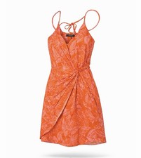 Forever 21 Contemporary Women's Orange Pink Tropical Leaf Print Tie Back Dress S