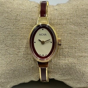 Vintage Nova Watch Women Gold Tone Maroon Bangle Band Manual Wind 6.5 inch Bangle Women Gold Wristwatches for sale | eBay main image 4